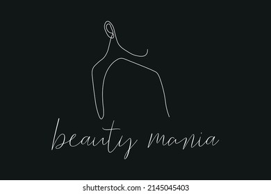 Woman silhouette, one line beauty logo