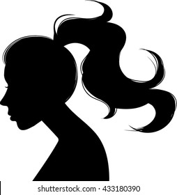 Woman Silhouette Profile - Vector Illustration