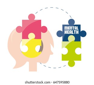 woman silhouette with puzzle mental game