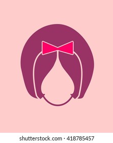Woman silhouette. Retro fashion. Simple head icon