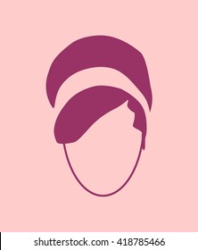 Woman silhouette. Retro fashion. Simple head icon