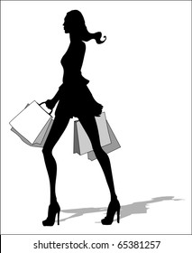 woman silhouette shopping