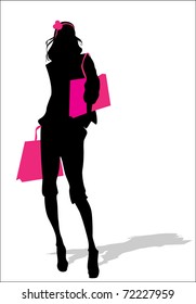 Woman silhouette with  shopping bag