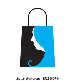 woman silhouette, shopping girl logo vector