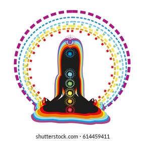 Woman silhouette sitting in lotus pose