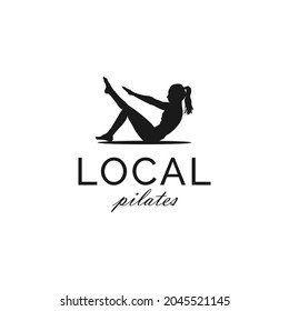 Woman silhouette sitting Pose Pilates Gym Yoga Trainer Logo Design