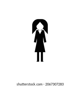 Woman silhouette stands in a skirt sign