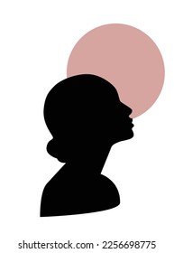 Woman Silhouette with the Sun Vector Illustration