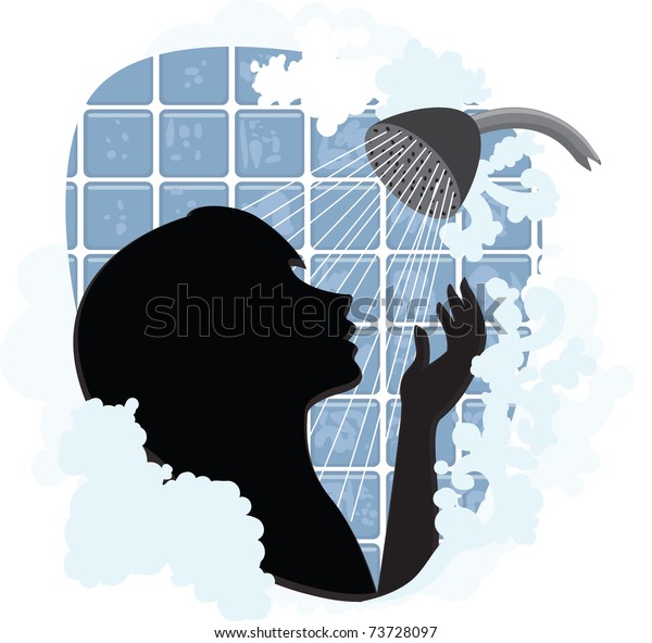 Woman Silhouette Taking Shower Stock Vector Royalty Free 73728097