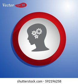 Woman silhouette with thinking brain gears in her head
