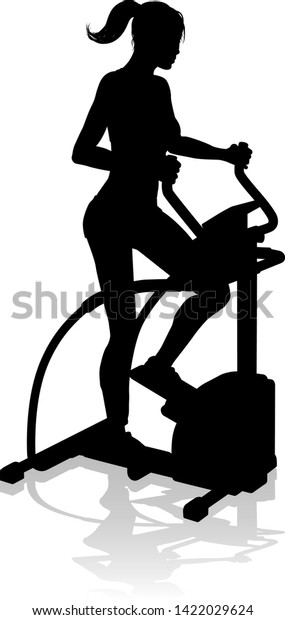 Woman Silhouette Using Elliptical Cross Fit Stock Vector (Royalty Free ...