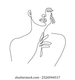 Woman Silhouette Vector Continuous One Line Drawing. Female Face Creative Contemporary Abstract Drawing. Beauty Fashion Female Body, Elegant Vector Minimalist Art for Fashion Design, Wall Art, Prints