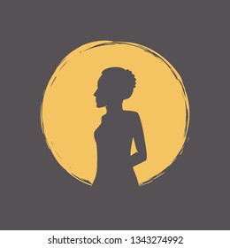 Woman silhouette vector equipment for print, background, cover and more