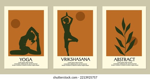 woman silhouette wall art design. yoga movement illustration. used for book covers, home decorations, posters