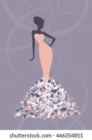 Woman silhouette wearing abstract dress