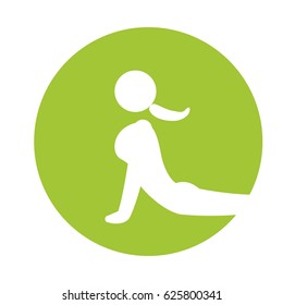 woman silhouette yoga pose green circle