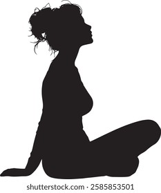 Woman Silhouette in Yoga Position, Isolated Vector Illustration