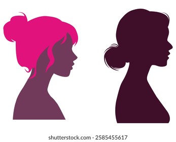 Woman Silhouettes isolated on white background