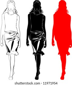 woman silhouettes, vector
