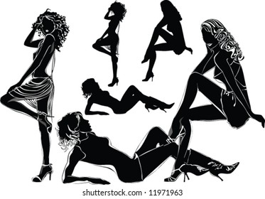 woman silhouettes, vector
