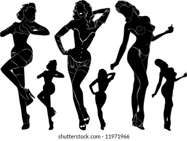 woman silhouettes, vector