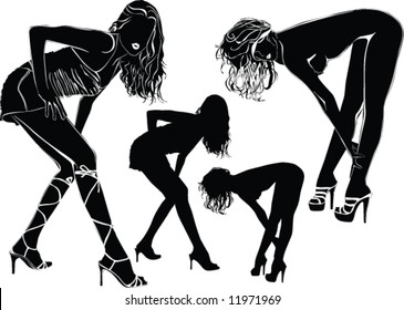 woman silhouettes, vector