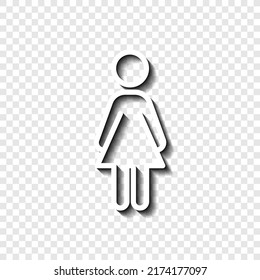 Woman simple icon vector. Flat design. White with shadow on transparent grid.ai