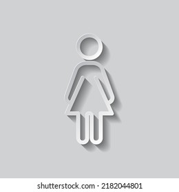Woman simple icon vector. Flat design. Paper style with shadow. Gray background.ai