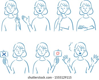  woman simple vector illustration set