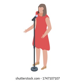 Woman singer artist icon. Isometric of woman singer artist vector icon for web design isolated on white background