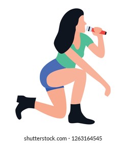 woman singer, flat character