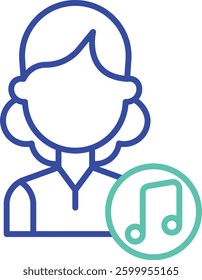 woman Singer outline dual color vector illustration icon design