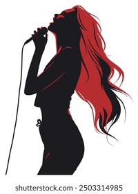 Woman Singer, Performing and Expressive Design - Flat Vector Illustration