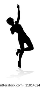 A woman singer pop, country music, rock star or even hiphop rapper artist vocalist singing in silhouette