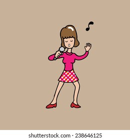 Woman singing and dancing cartoon vector