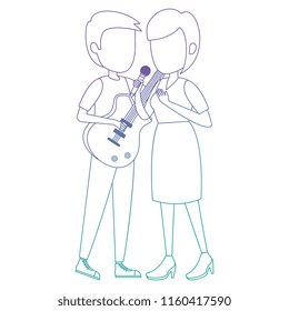 woman singing and man playing guitar