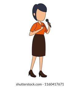 woman singing with microphone