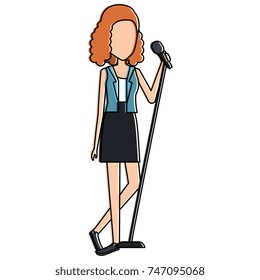 woman singing with microphone