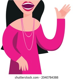 Woman singing on a white background
