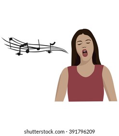 Woman singing opera, vector