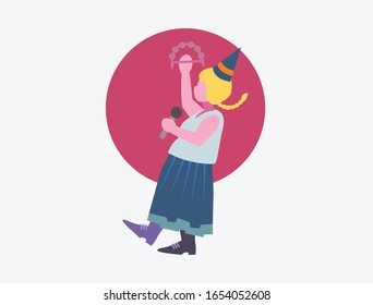 Woman Singing in the party with mic