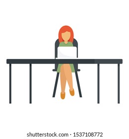 Woman single office working icon. Flat illustration of woman single office working vector icon for web design