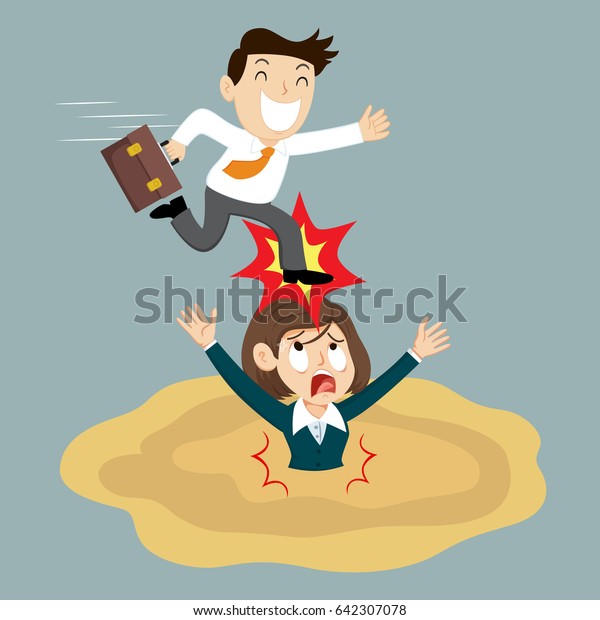 Woman Sinking Into Quicksand Getting Aggravate Stock Vector