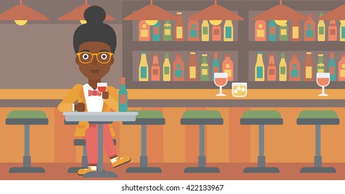 Woman sitting at bar.