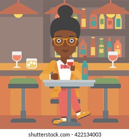 Woman sitting at bar.