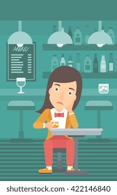 Woman sitting at bar.