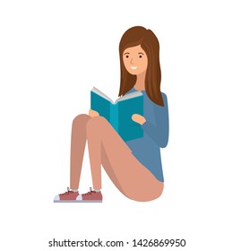 woman sitting with book in hands