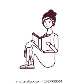 woman sitting with book in hands