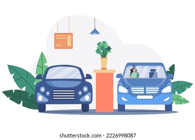 Woman Sitting In A Car In Showroom