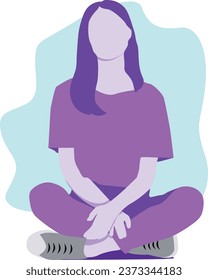 woman sitting cross mlegged illustration